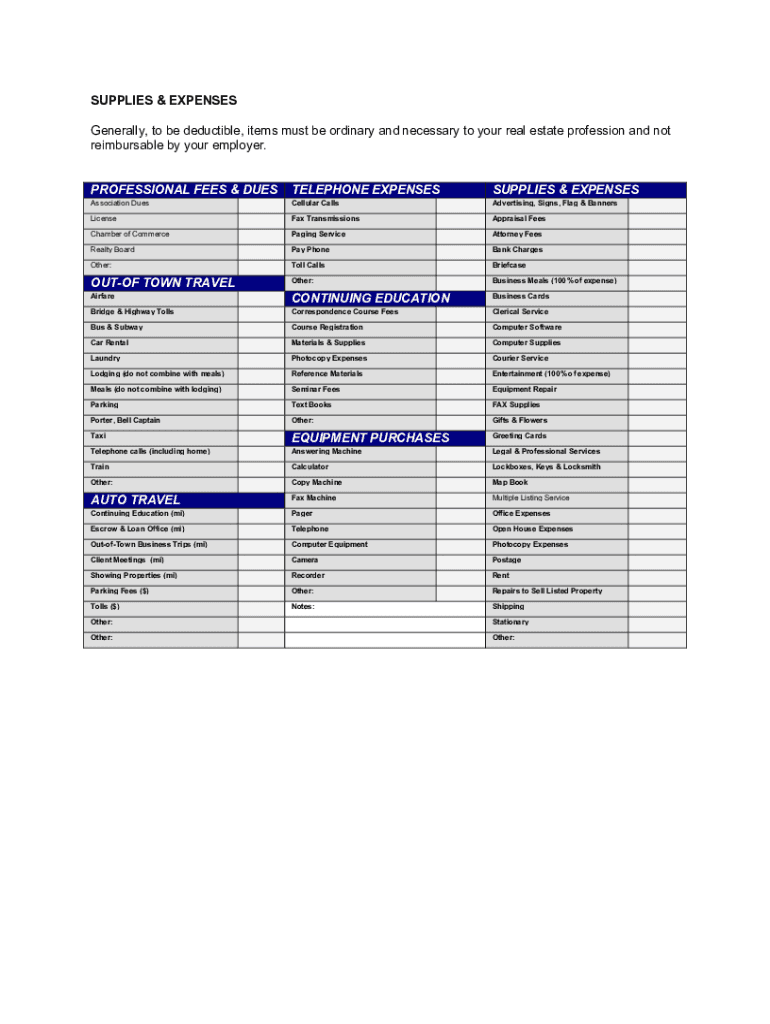 Real Estate Agent Tax Deductions Worksheet Pdf - Fill Online ...