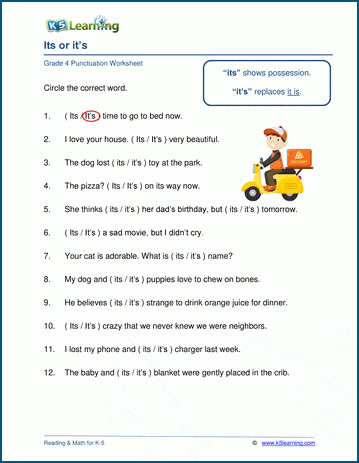 Its or its worksheets | Worsheets library