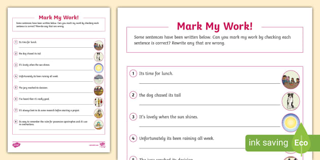 Mark My Work! Its or Its (teacher made) - Twinkl
