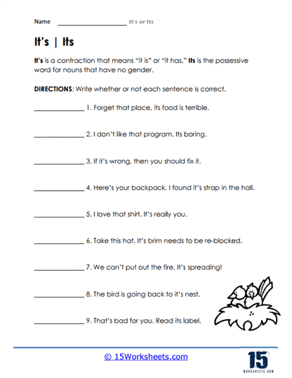 Its or Its Worksheets - 15 Worksheets Library