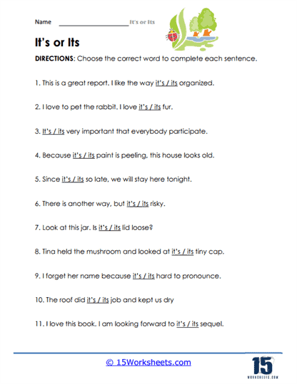 Its or Its Worksheets - 15 Worksheets Library