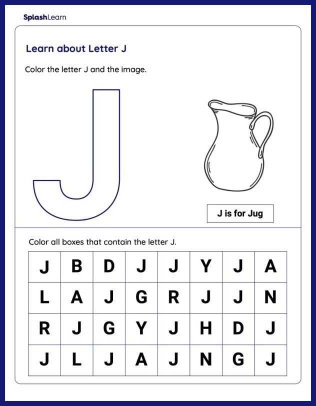 Letter J Worksheets for Kindergarteners Online - SplashLearn