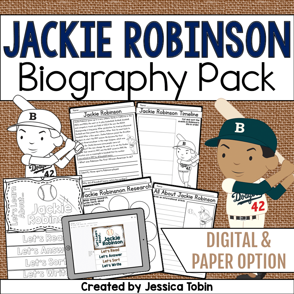 Jackie Robinson Biography Pack - Elementary Nest - Worksheets Library jackie-robinson-biography-pack-elementary-nest-worksheets-library