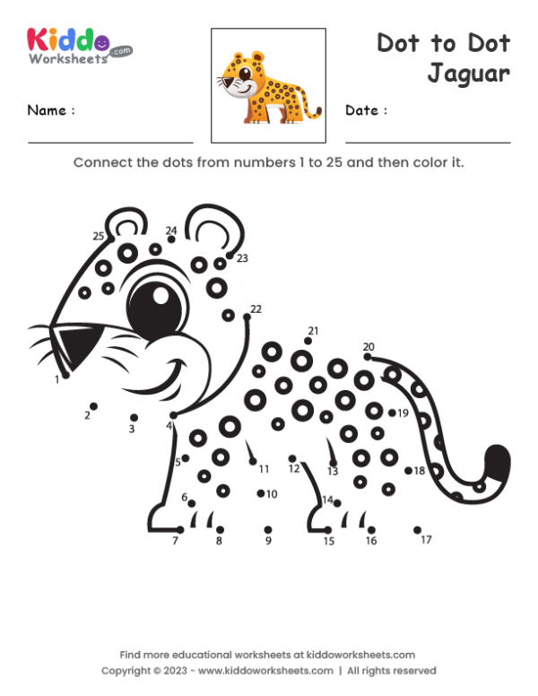 Free Printable Dot to Dot Jaguar Worksheet - kiddoworksheets