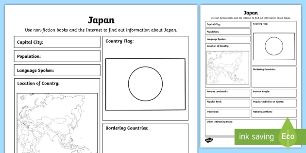 Japan Fact File Worksheet | Geography (teacher made)