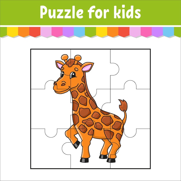 Premium Vector | Puzzle game for kids Giraffe animal Jigsaw pieces ...