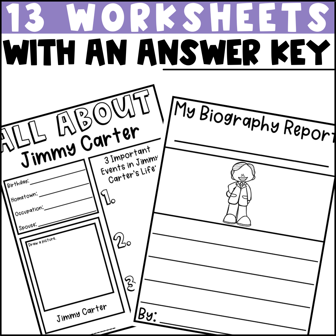 Jimmy Carter Biography Activities, Worksheets, &  Report ...