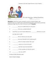 The Job Interview- Asking Questions Worksheet for 6th - 7th Grade ...