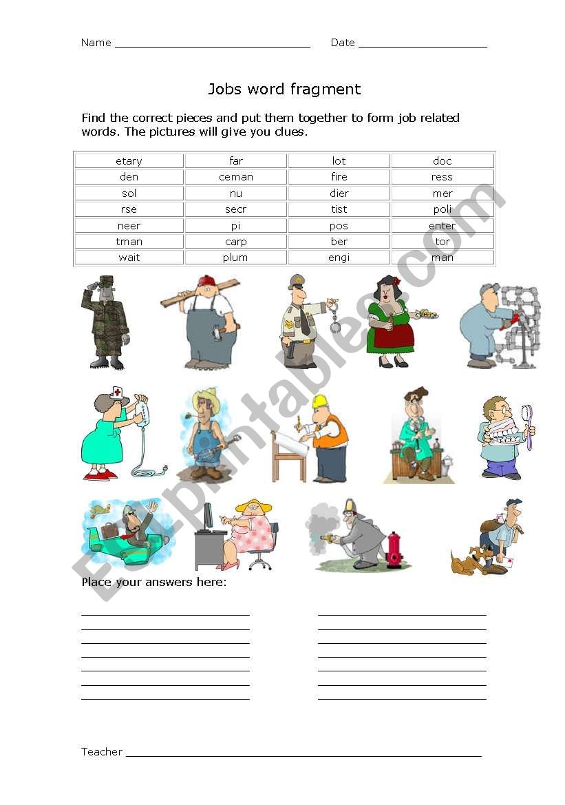 FREE! - Bài tập từ vựng tiếng Anh về nghề nghiệp hay cho bé - Twinkl