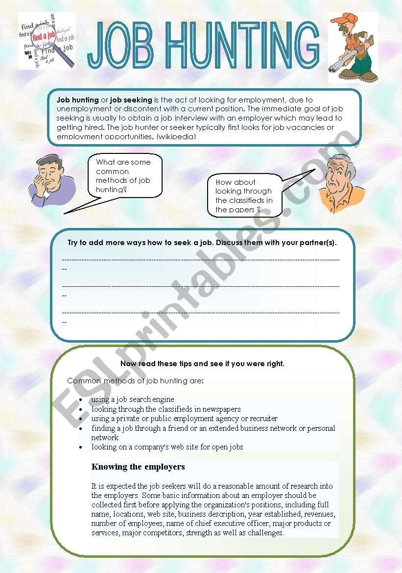 job search worksheet