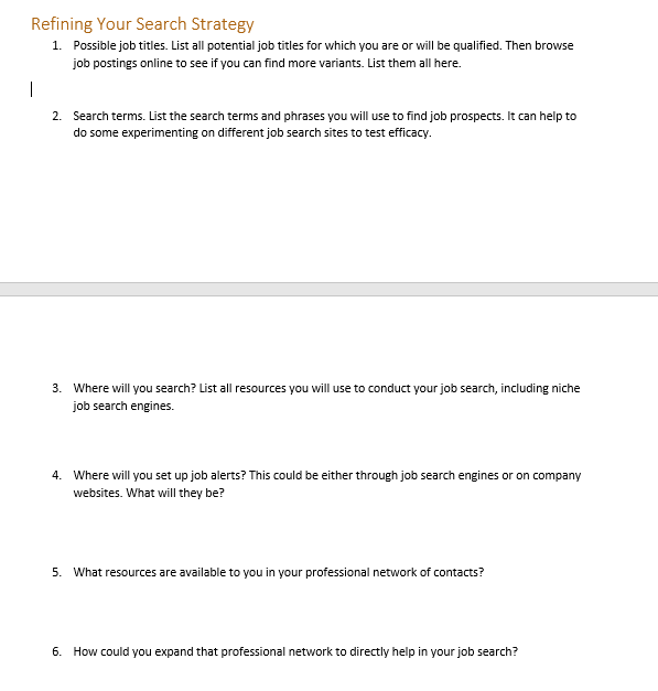 Job Search Worksheet Name: Date: Job Parameters For | Chegg.com