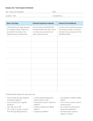 Job Task Analysis Template - Fill and Sign Printable Template Online