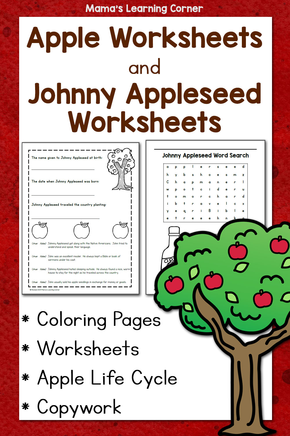 Johnny Appleseed Worksheets Mamas Learning Corner Worksheets Library