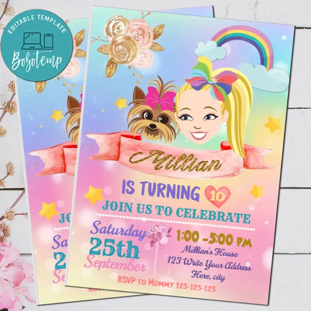 jojo siwa printable birthday invitations