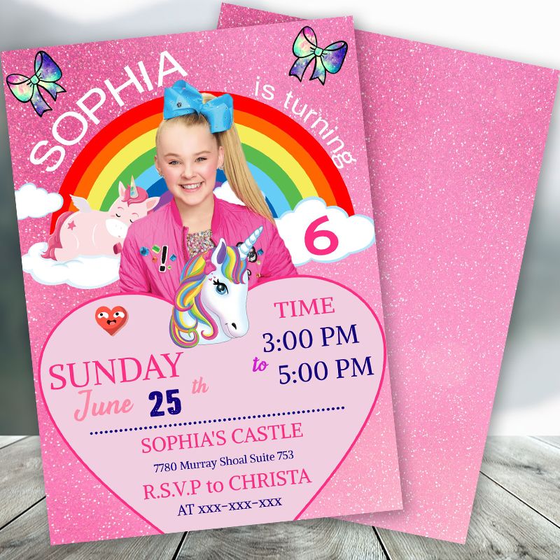 jojo siwa printable birthday invitations