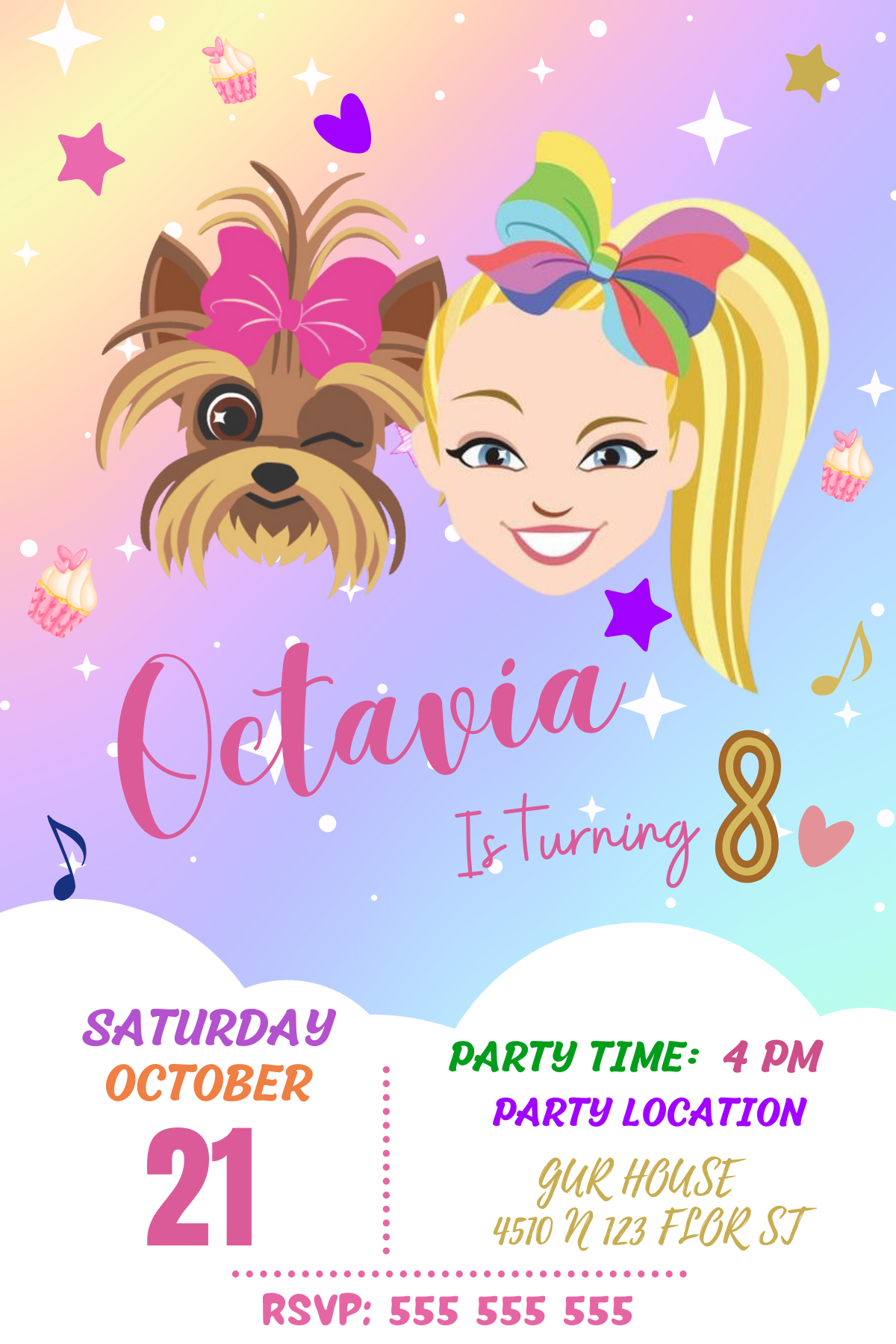 jojo siwa printable birthday invitations