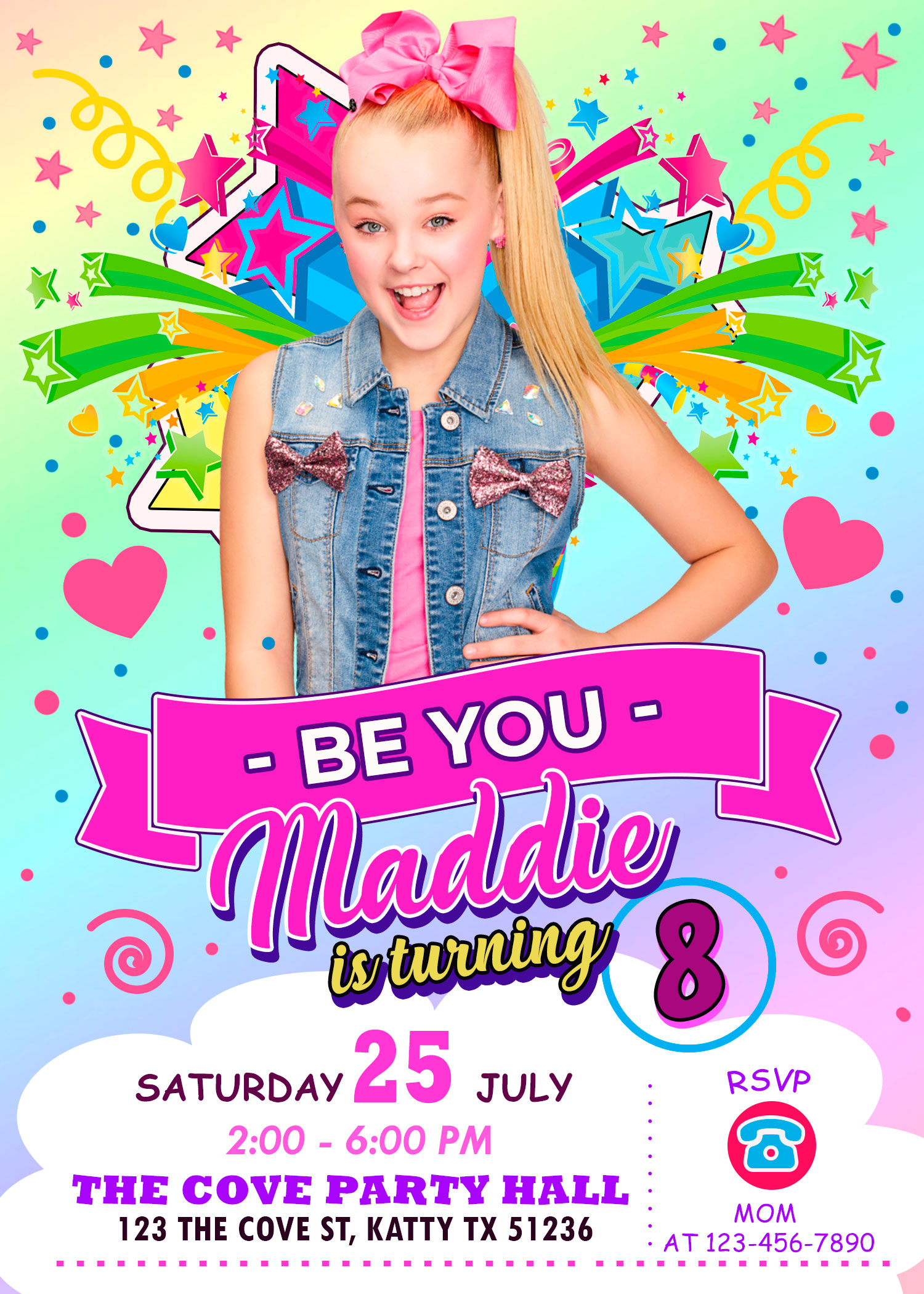 jojo siwa printable birthday invitations