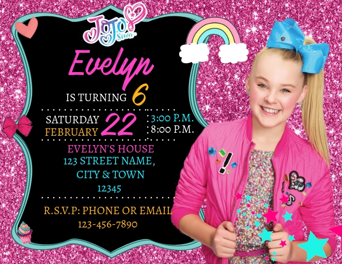 jojo siwa printable birthday invitations