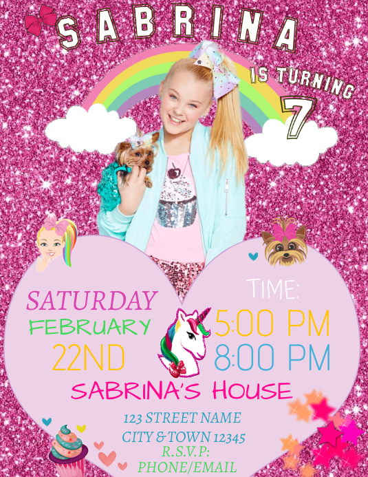 Jojo Siwa BIRTHDAY INVITATION Template | PosterMyWall