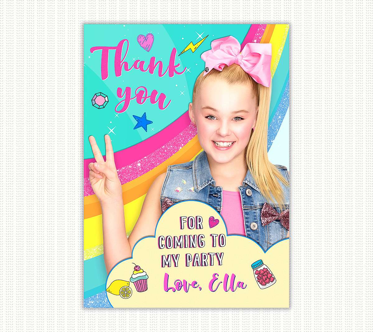 JoJo Siwa thank you for coming to my party card - Perfect Party ...