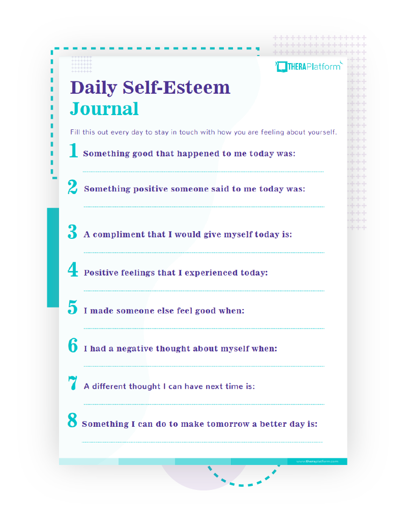 Daily Self- Esteem Journal Worksheet