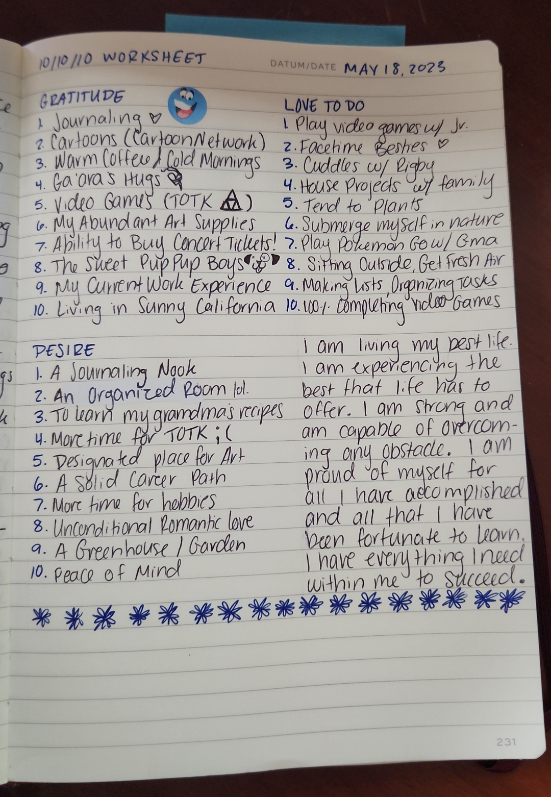 The 10/10/10 worksheet is my favorite when I want to journal but ...