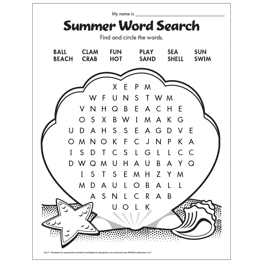 Free Printable Summer Word Search — TREND enterprises, Inc.