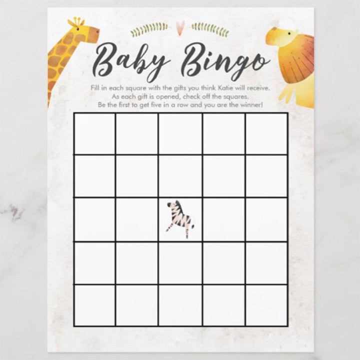 jungle bingo cards printable