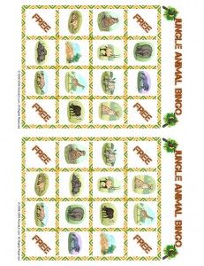 jungle bingo cards printable