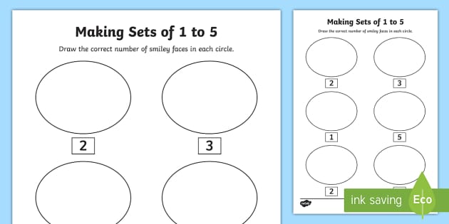 Junior Infants Making Sets of 1 to 5 Worksheet - Twinkl