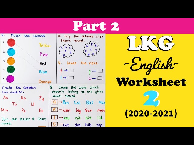 LKG English Worksheet । Junior KG Worksheet । PP1 Syllabus 2020 ...
