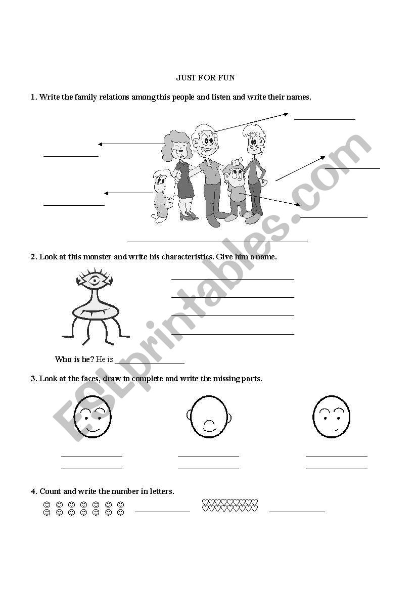 English worksheets: Just for fun