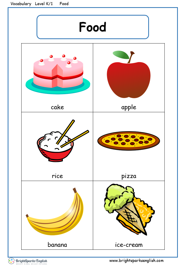Food English Vocabulary Worksheet - English Treasure Trove