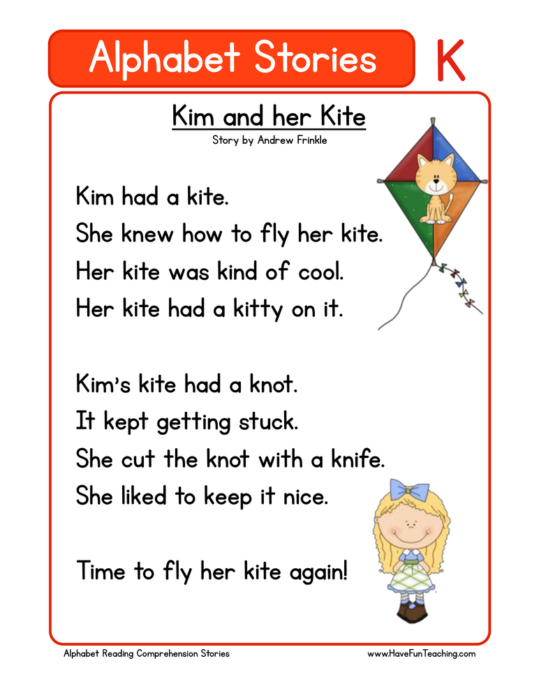 Alphabet Stories Letter K Reading Comprehension Worksheet - Have ...