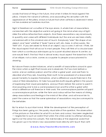 k12 reading comprehension worksheet