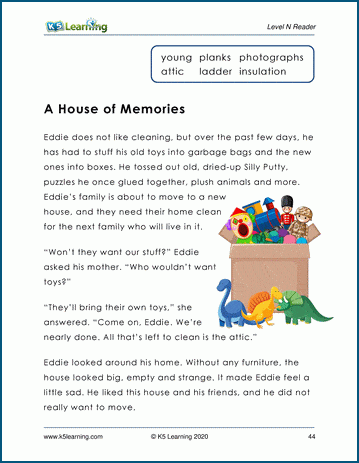 k12 reading comprehension worksheet