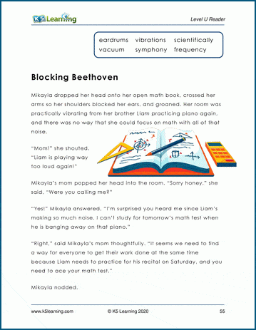 Blocking Beethoven - Level U Childrens Story | Worsheets library