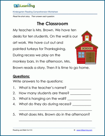 The Classroom - Childrens Stories and Reading Worksheets | Worsheets library...
