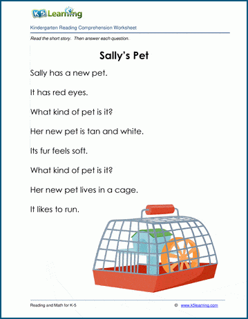 Sallys Pet- Childrens Stories and Reading Worksheets | Worsheets library