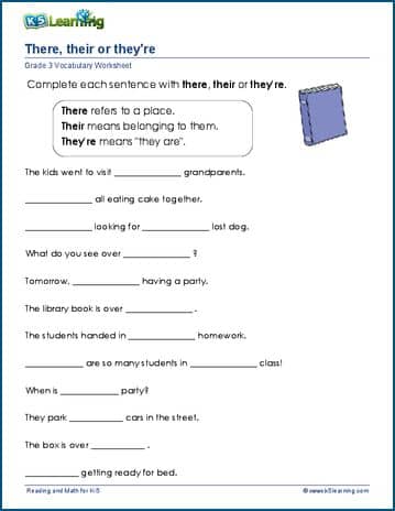 There, theyre or their in sentences worksheets | Worsheets library