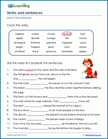 Verbs and sentences worksheets | Worsheets library