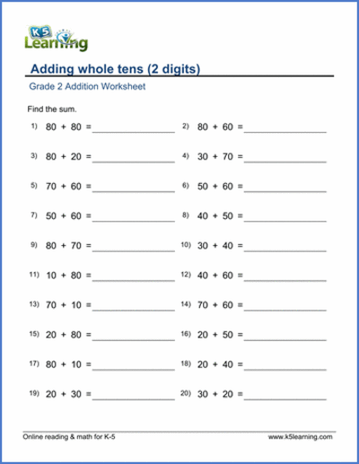 Second Grade Math Worksheets - Worsheets library