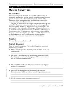 Making Karyotypes Worksheet for 9th - 12th Grade | Lesson Planet
