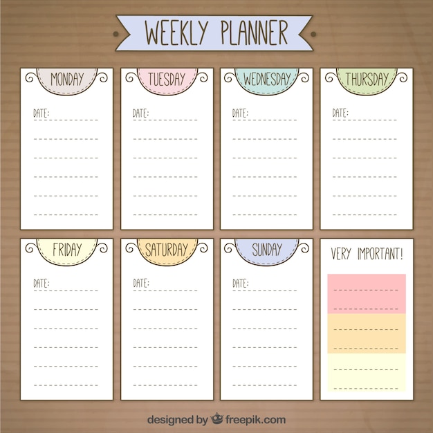 Cute Weekly Planner Vectors &  Illustrations for Free Download
