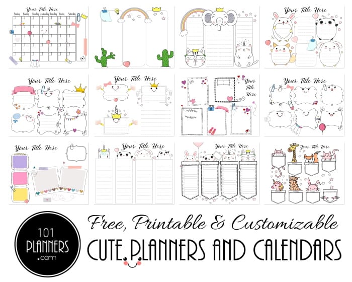 FREE Printable Cute Planner &  Calendar | Customize Online