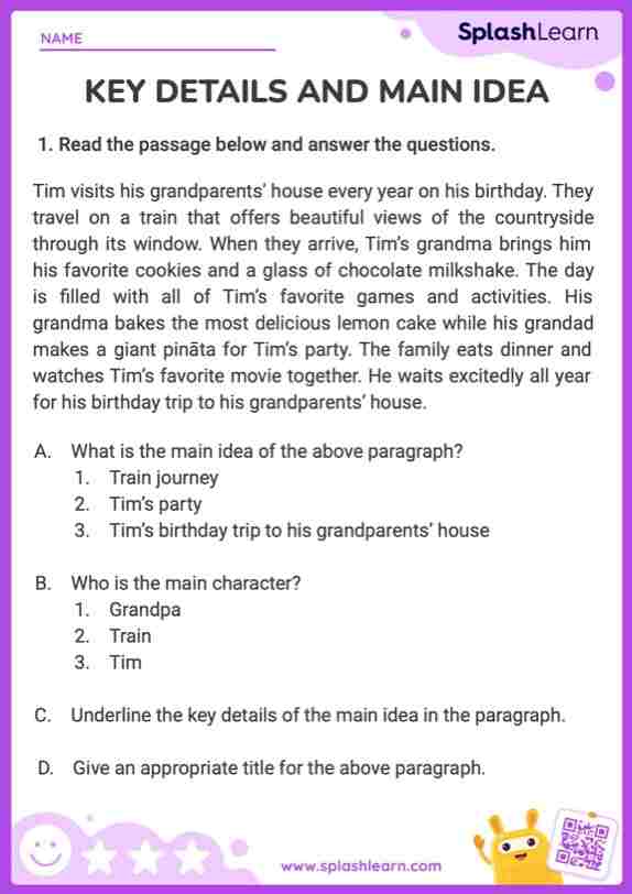 key details worksheet 2nd grade