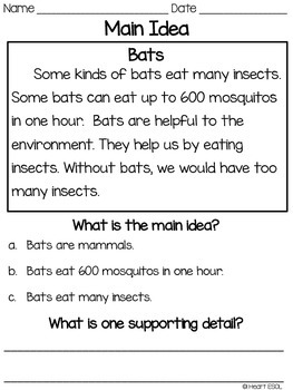 key details worksheet 2nd grade