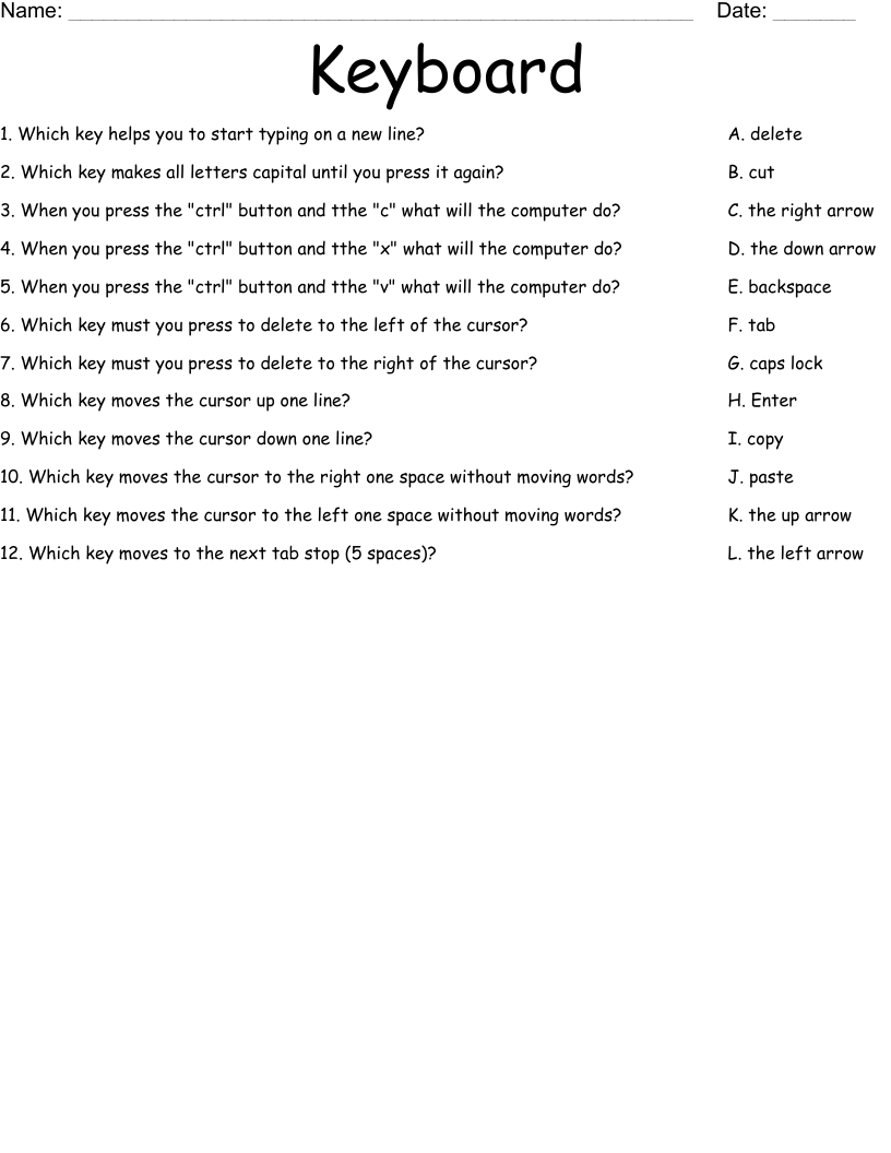 Keyboard Worksheet - WordMint