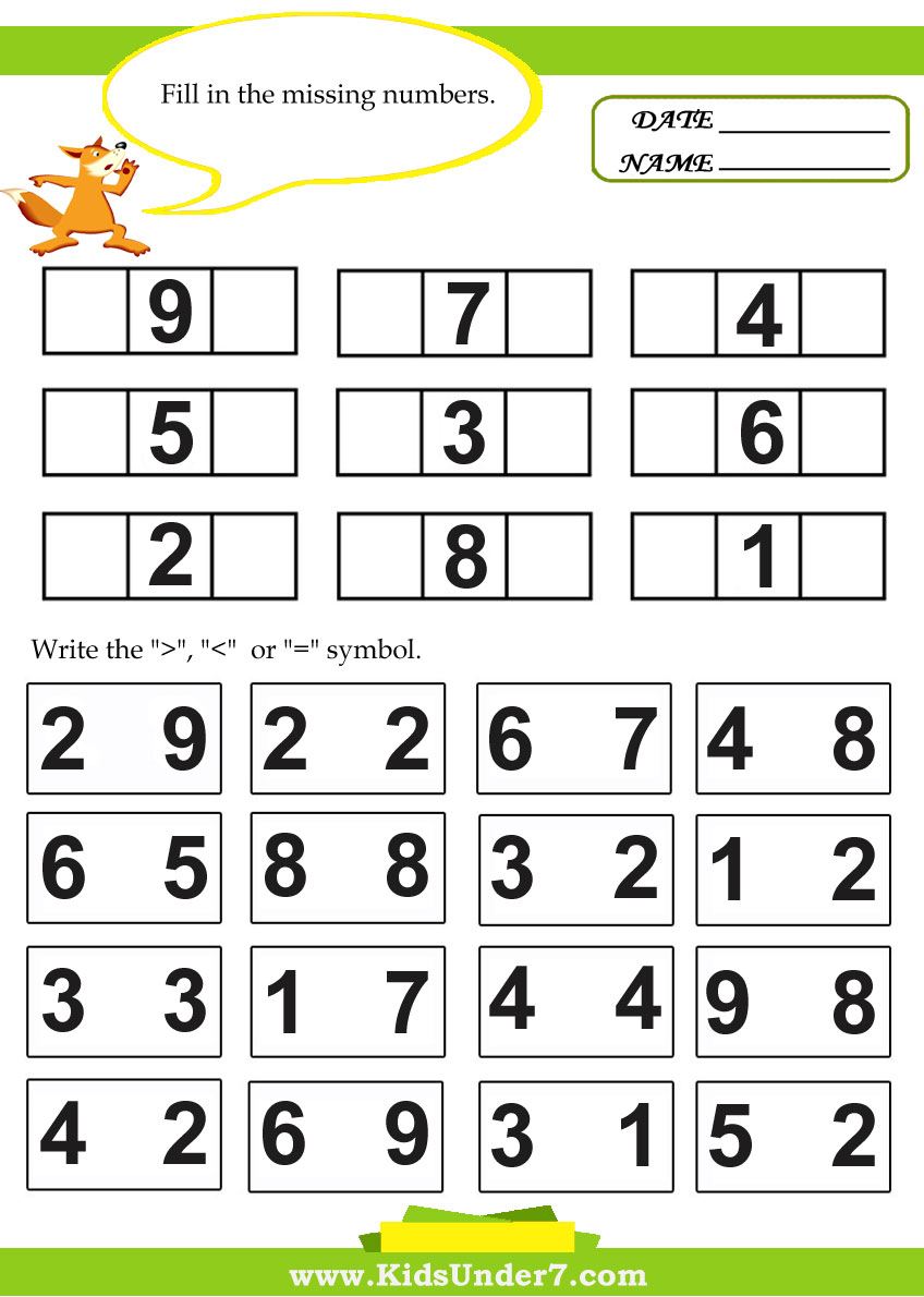 Kids Under 7: Kids math worksheets