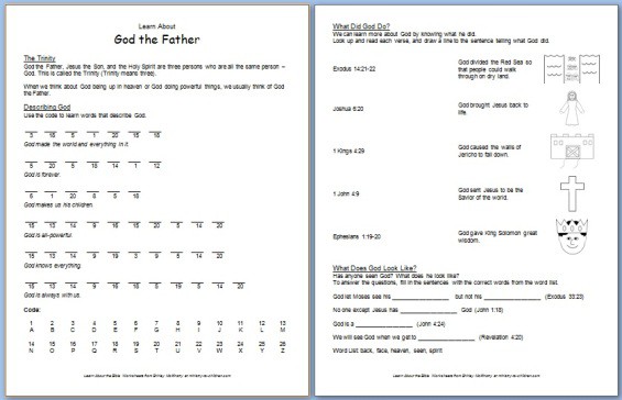 kids bible worksheet